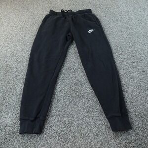Nike Pants Mens S Black Swoosh Drawstring Warmup Jogger Sweatpants Gym Workout